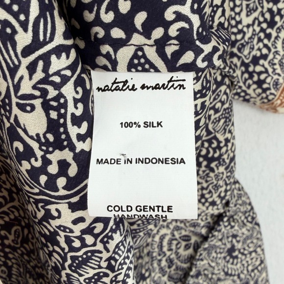 NATALIE MARTIN Stevie Dress Womens XS Blue Cream Silk Floral Boho Mini Smock - Picture 9 of 13